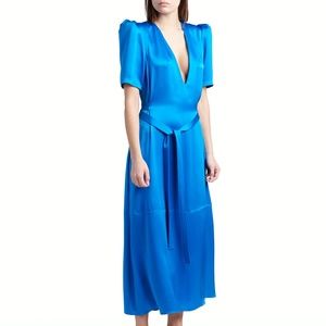 Stella McCartney Puff Sleeve Midi Satin Dress